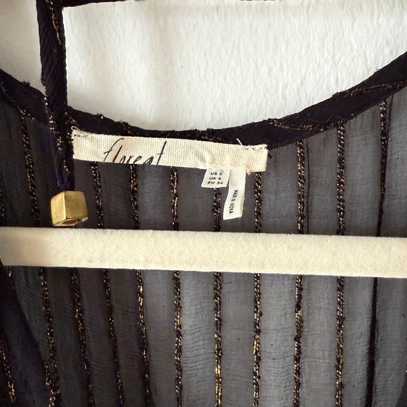 Black & Gold Metallic, Midi Dress by Floriat from Anthropologie. Size Small - Picture 7 of 16